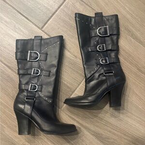Harley-Davidson Black Heeled Buckle Boots